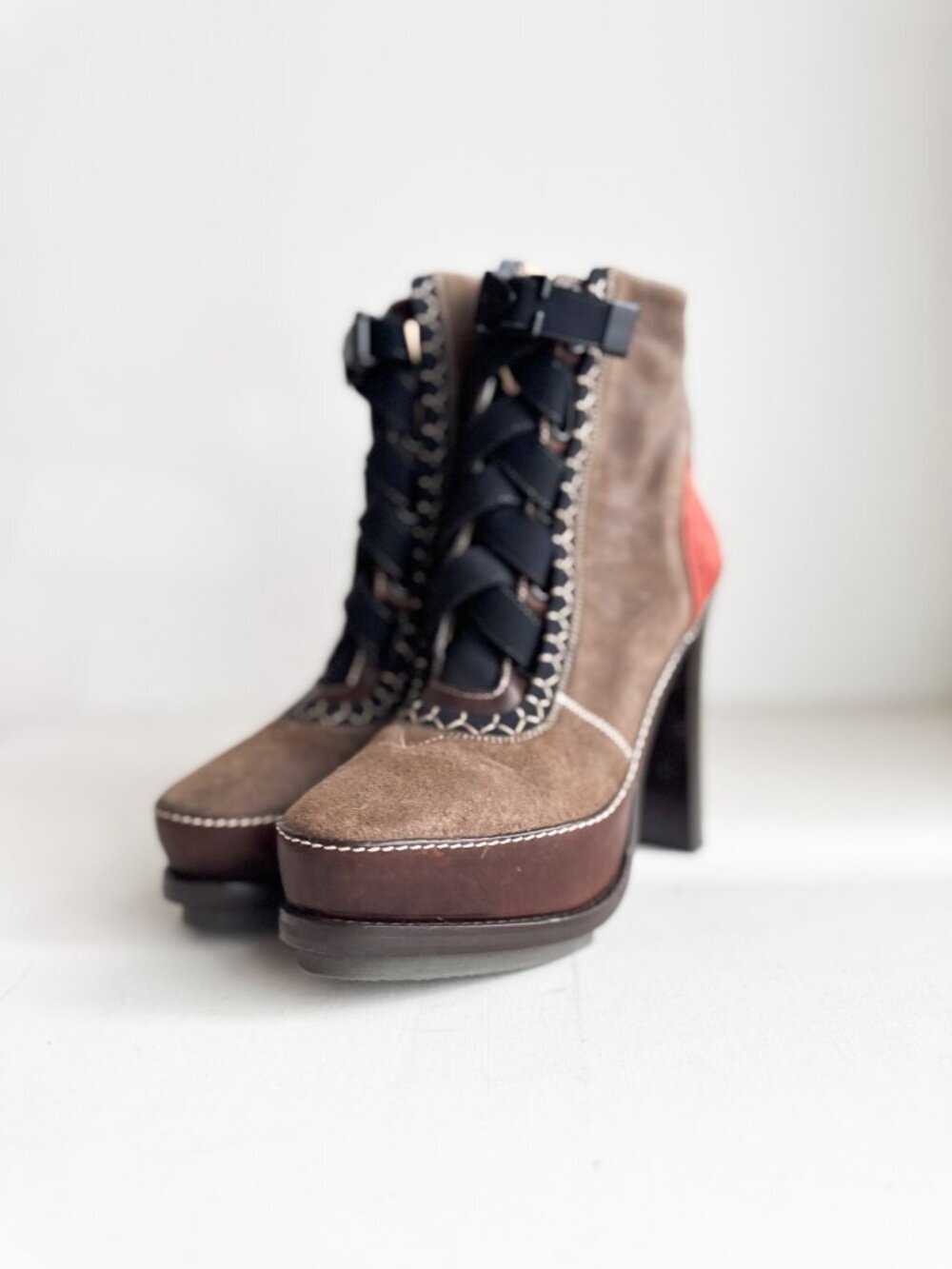 Rag and Bone Multicolor Block Heel Lace up Booties 39 - Picture 6 of 10